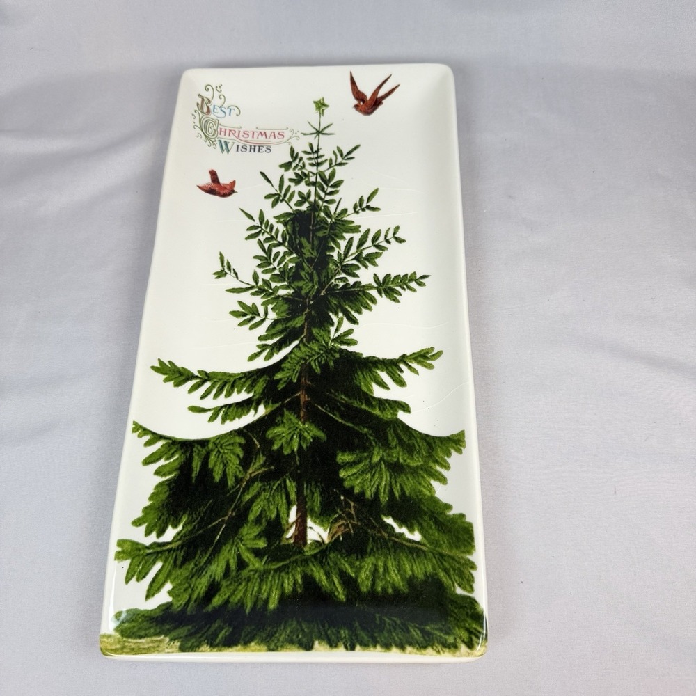 Magenta Best Christmas Wishes‎ Tree Rectangular Serving Platter